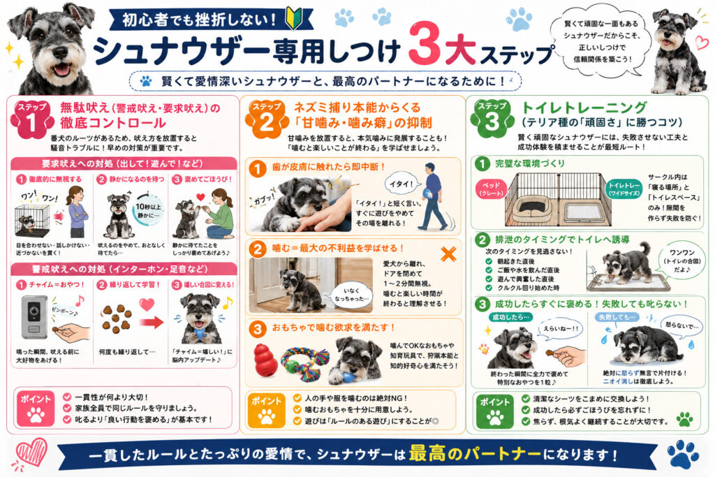 ミニチュアシュナウザーのしつけ3ステップ