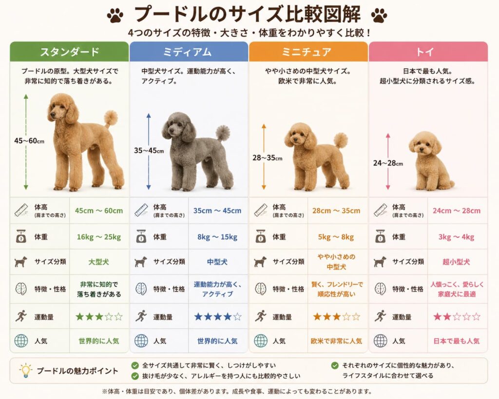 プードル, サイズ