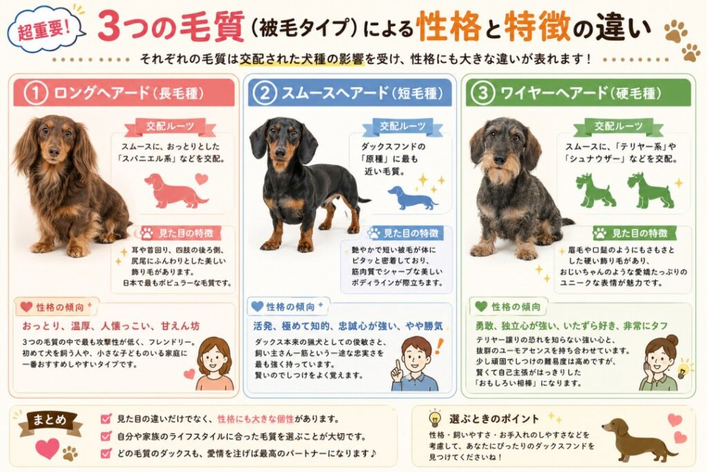 ダックスフンドの被毛タイプ