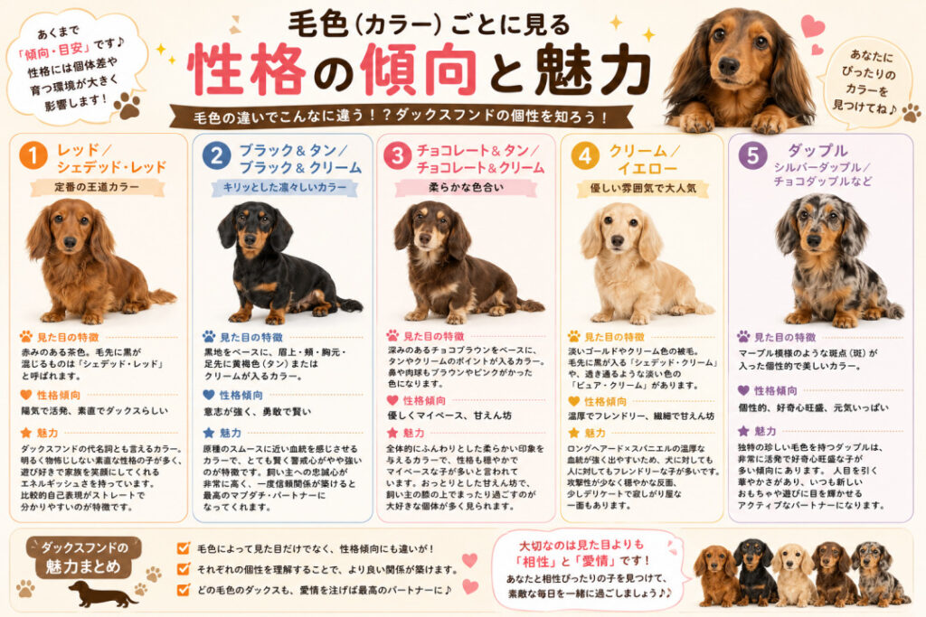 ダックスフンドの被毛カラー