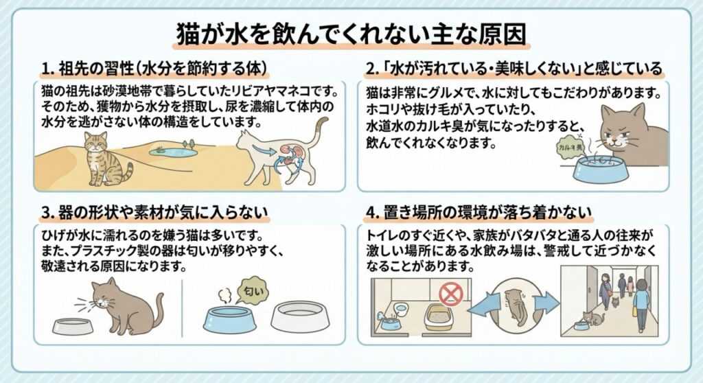 猫が水を飲んでくれない理由