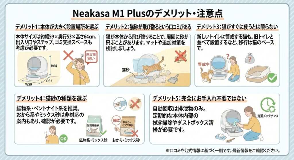 Neakasa M1 Plusのデメリット・注意点
