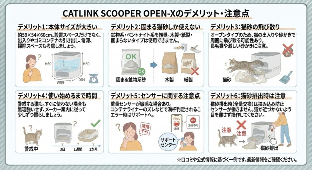 CATLINK SCOOPER OPEN-Xのデメリット・注意点